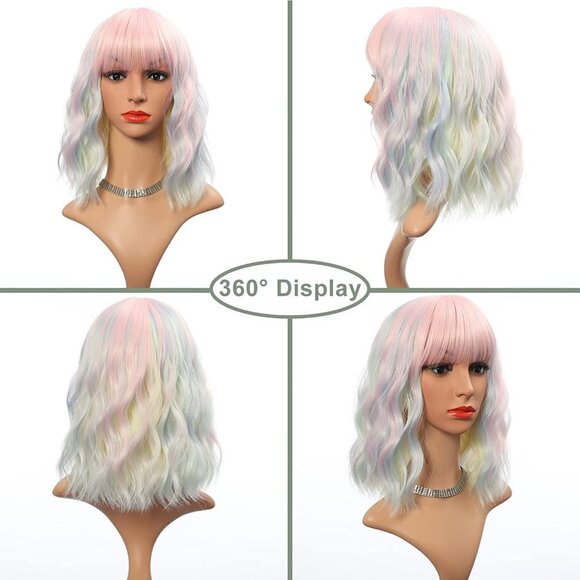 Rainbow Wigs With Air Bangs - Picture 2 of 4